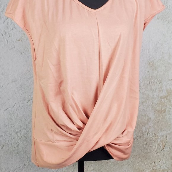 Mauve Pink, Twist Front, Short Sleeve T-shirt - Picture 3 of 5
